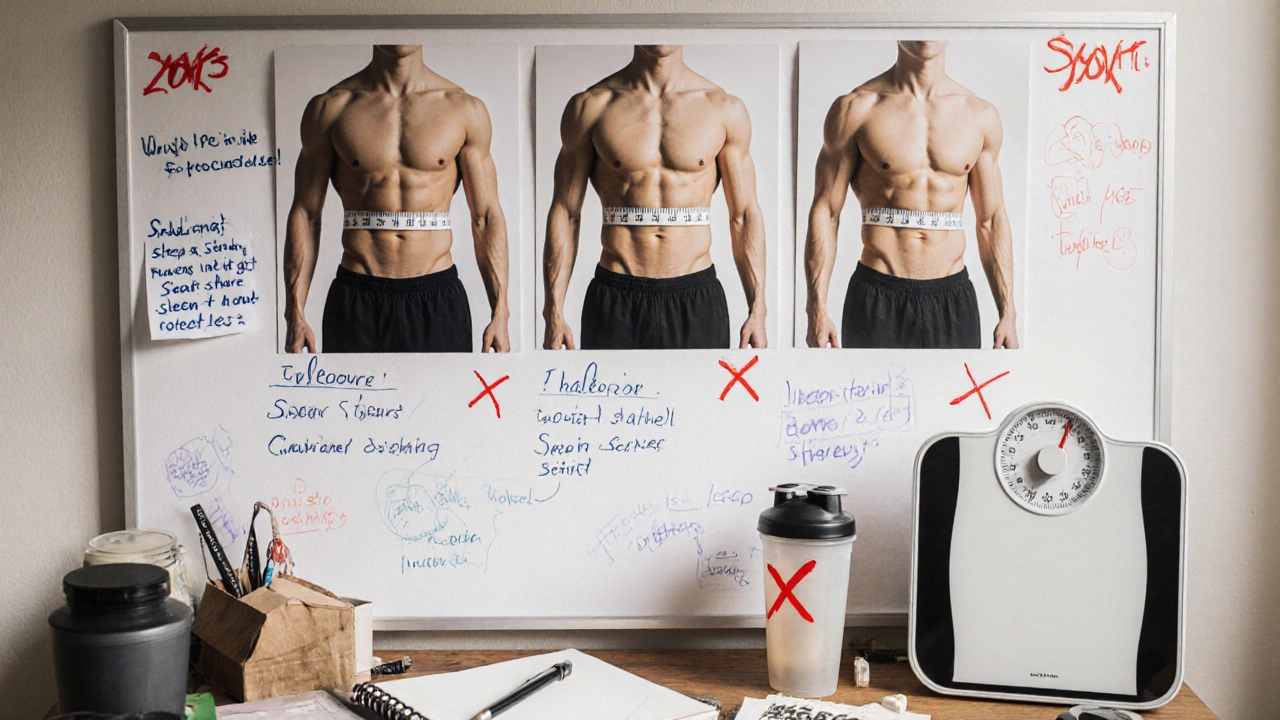 Týdenní přehled pokroku: fotografie, obvody a poznámky o spánku a bílkovinách.