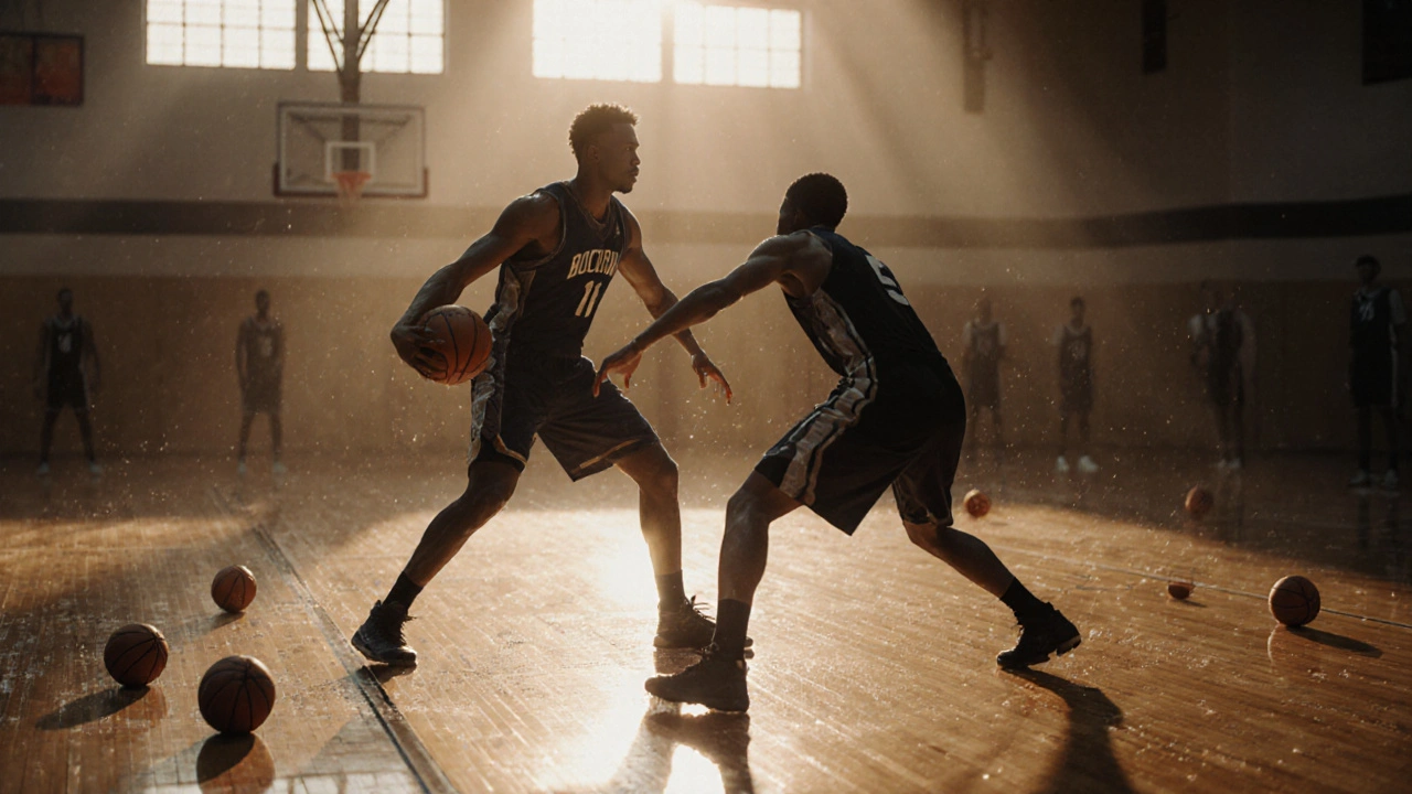 Zadní pivot vytváří prostor pro předání, obránce je překvapen.