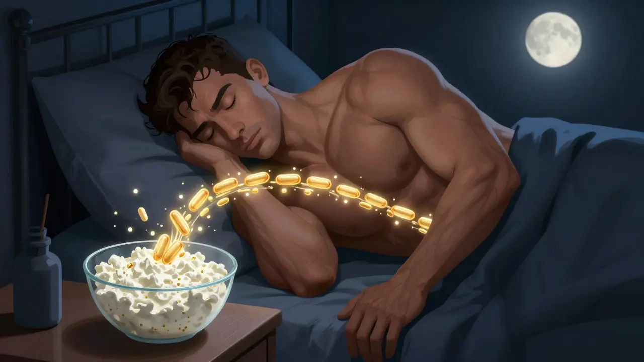 Svaly obnovované během spánku způsobené pomalým uvolňováním kaseinu z tvarohu