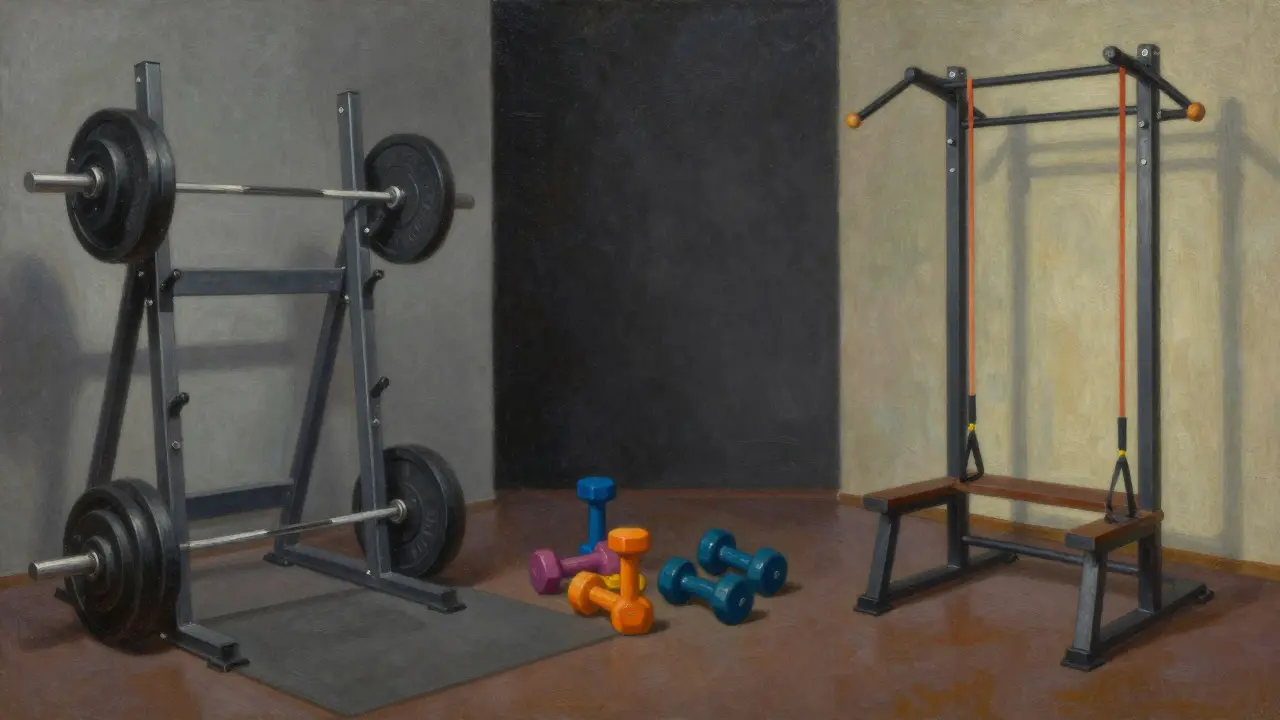 Tři odlišné stanice pro sílu, objem a vytrvalost v olejomalbě.