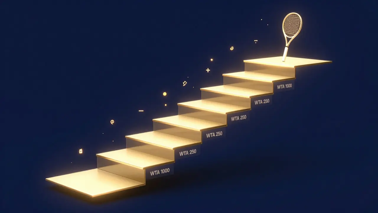 Konceptuální znázornění bodového systému a žebříčku v ženském tenise.