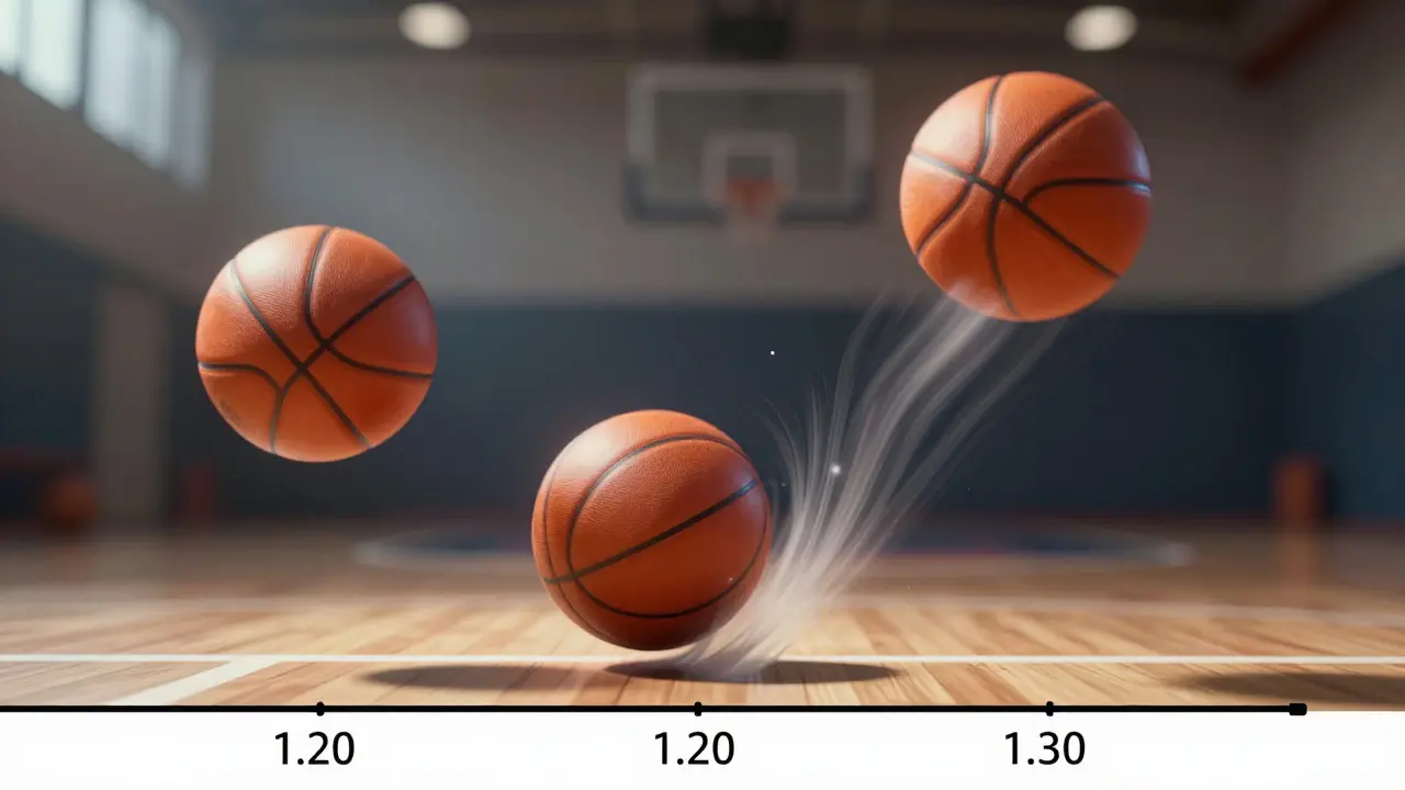 Ilustrace odrazu basketbalového míče ve vzduchu